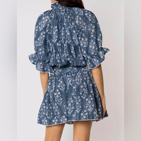 Juliet Dunn Small Flower Block Print Blouson Dress midnight - Picture 2 of 6